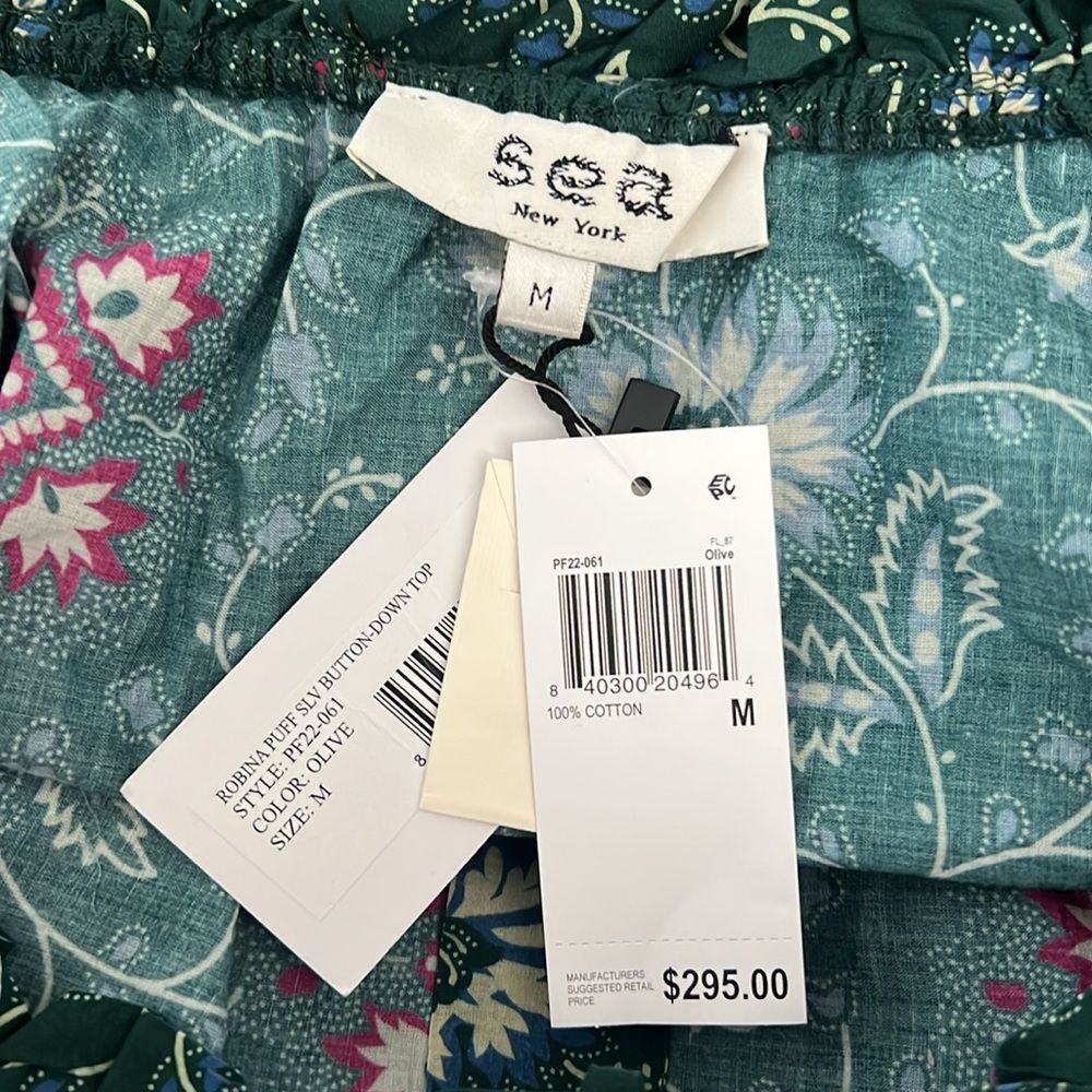 Sea New York Robina Puff Sleeve Cotton Top, NWT, Size M - Picture 9 of 10